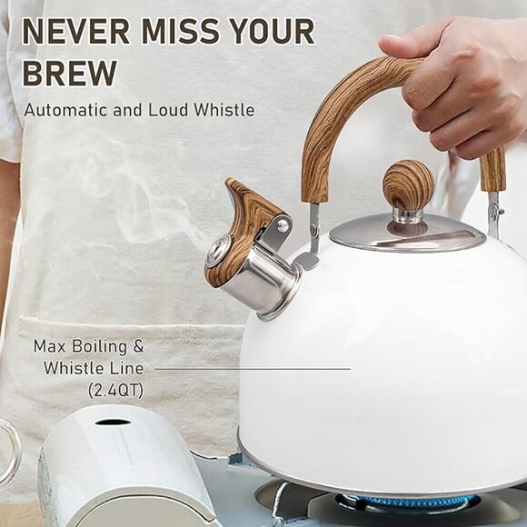 Whistling Tea Kettle for Stovetop, 2.5L Stainless Steel Tea Pot Kettles - Picture 4 of 7